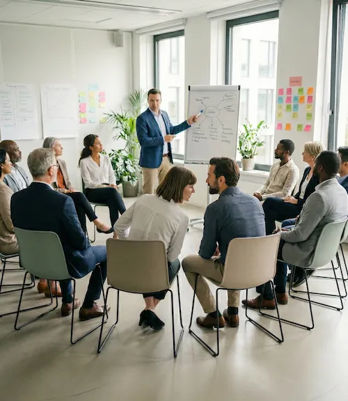 Workshop with participants in role-play exercise