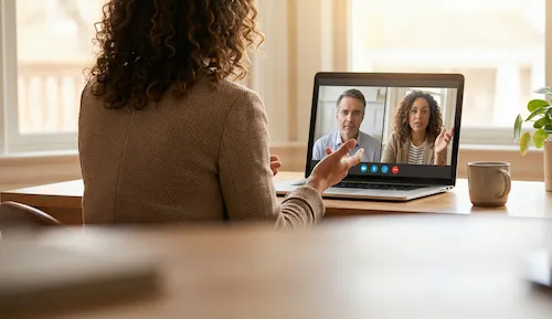 Professional practicing with AI role-play platform